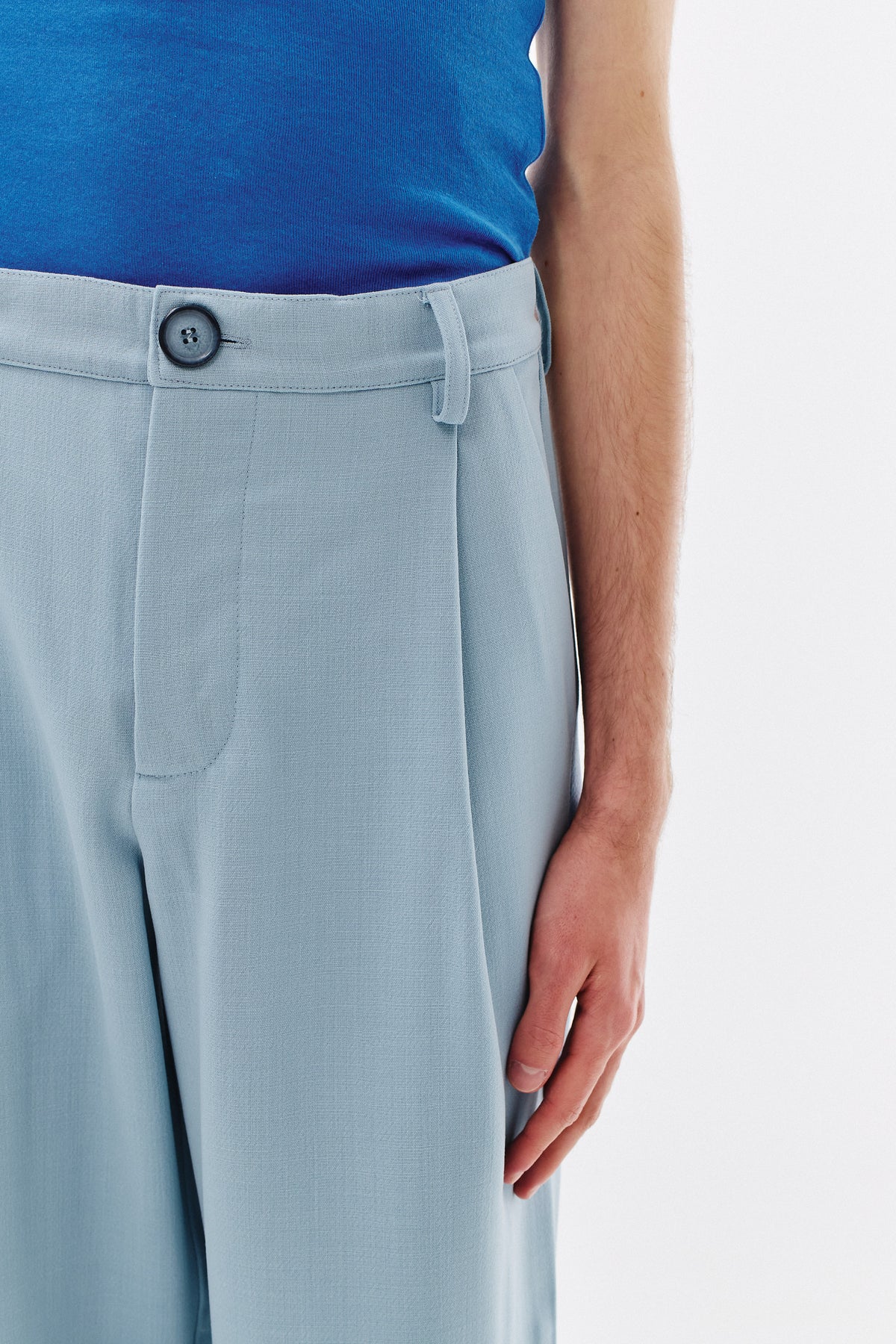 Pleated Trousers Virgin Wool, Dusty Light-Blue