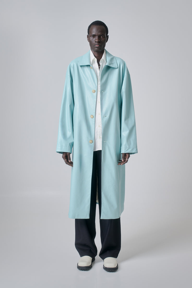 Coat Faux-Leather, Turquoise