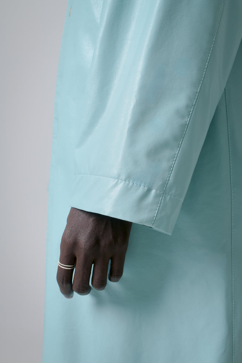 Coat Faux-Leather, Turquoise