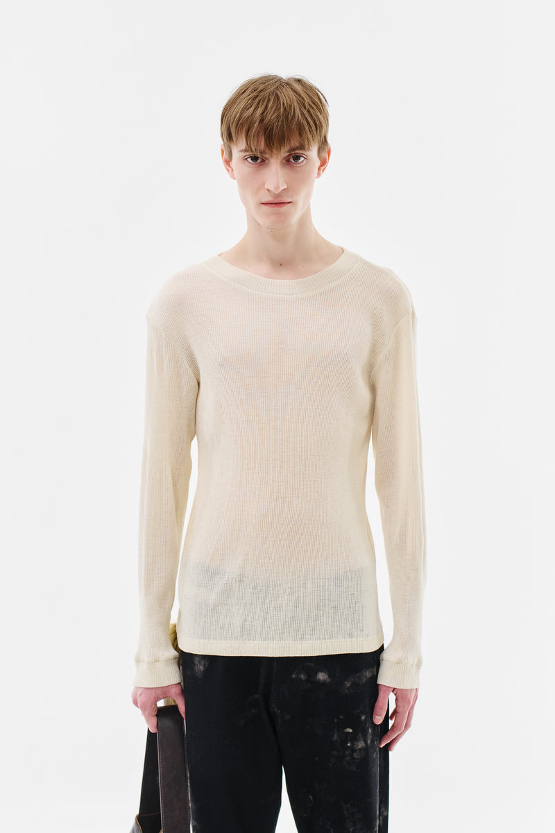 Longsleeve Rib Virgin Wool, Off-White