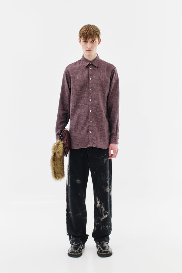Shirt Classic Wool Linen Silk Blend, Bordeaux