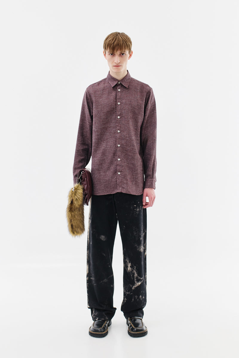 Shirt Classic Wool Linen Silk Blend, Bordeaux