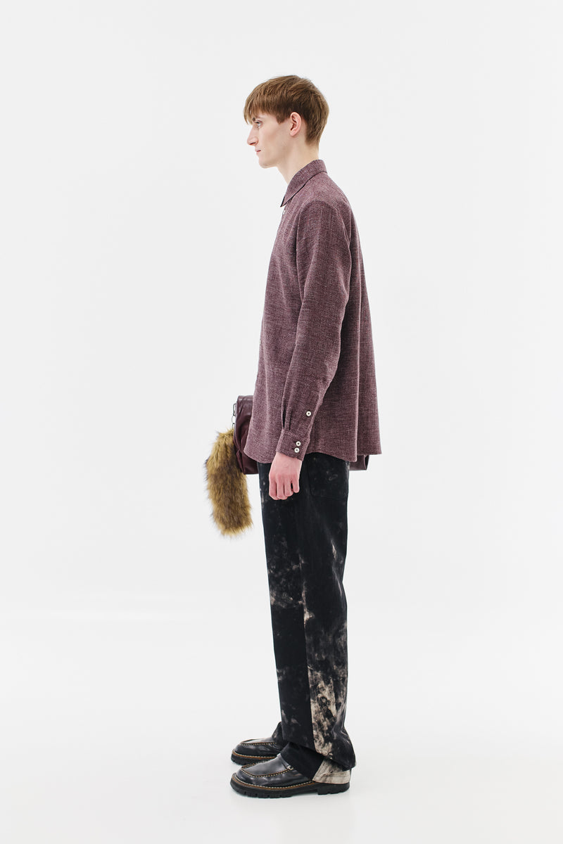 Shirt Classic Wool Linen Silk Blend, Bordeaux