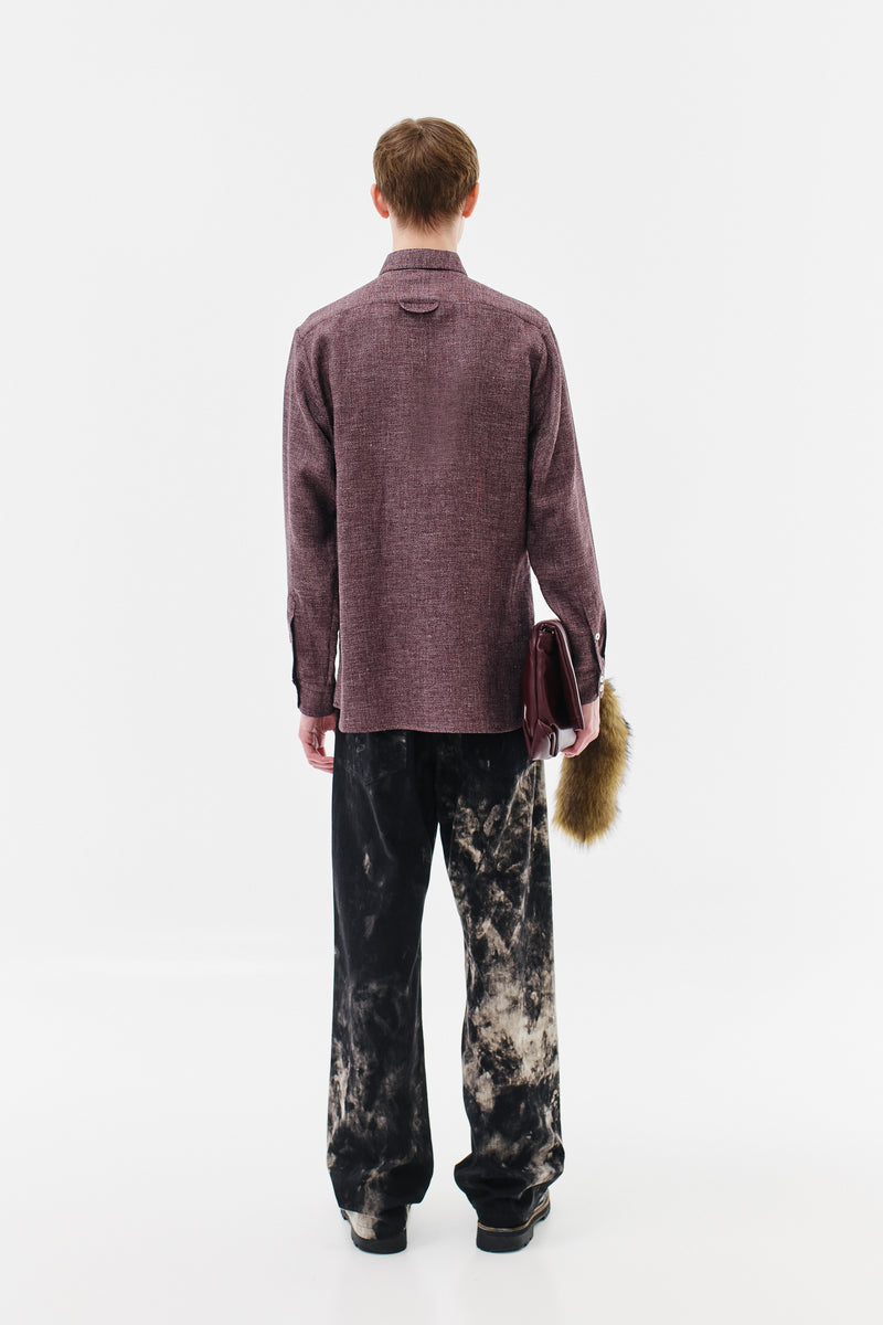 Shirt Classic Wool Linen Silk Blend, Bordeaux