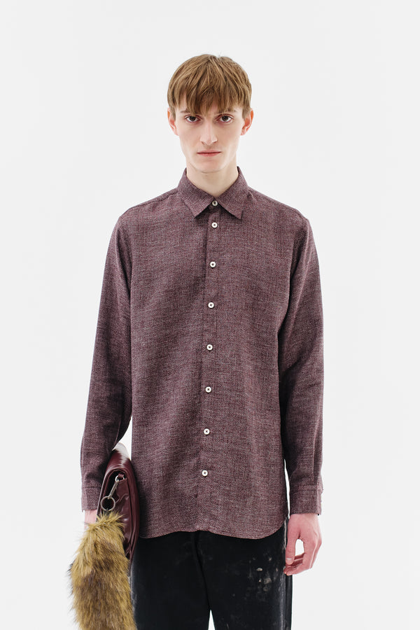 Shirt Classic Wool Linen Silk Blend, Bordeaux