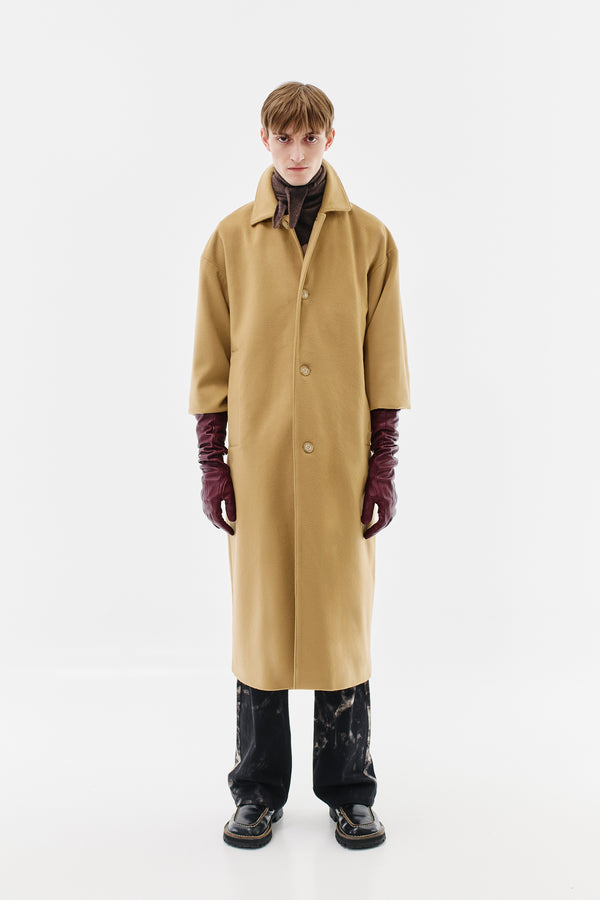 Coat Virgin Wool Cashmere Blend, Beige