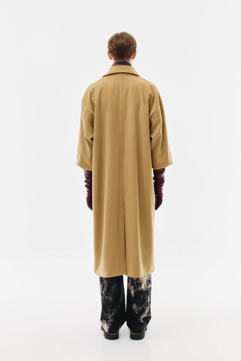 Coat Virgin Wool Cashmere Blend, Beige