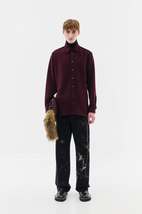 Shirt Classic Virgin Wool Double Crepe, Ruby