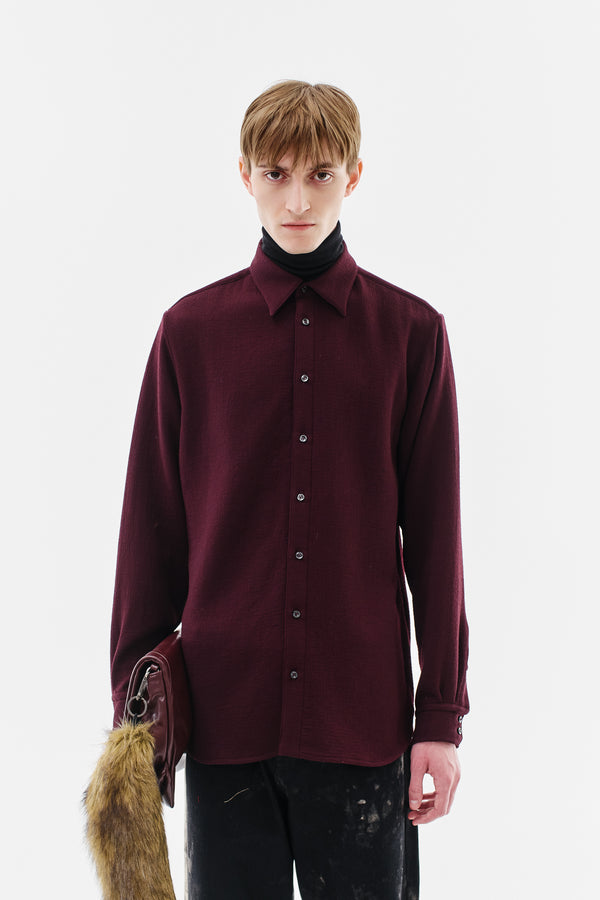 Shirt Classic Virgin Wool Double Crepe, Ruby