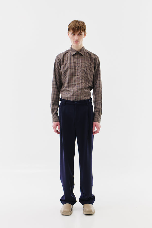 Pleated Trousers Virgin Wool, Navy
