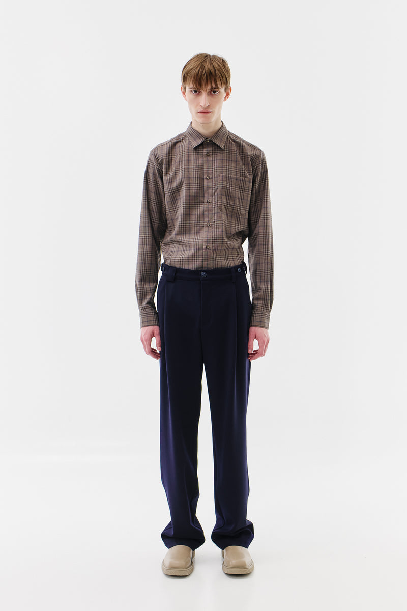 Pleated Trousers Virgin Wool, Navy