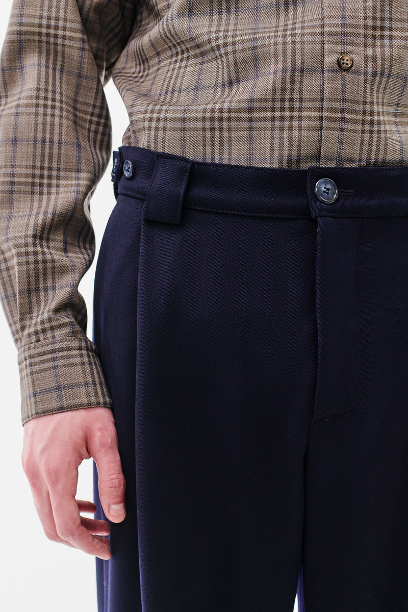 Pleated Trousers Virgin Wool, Navy