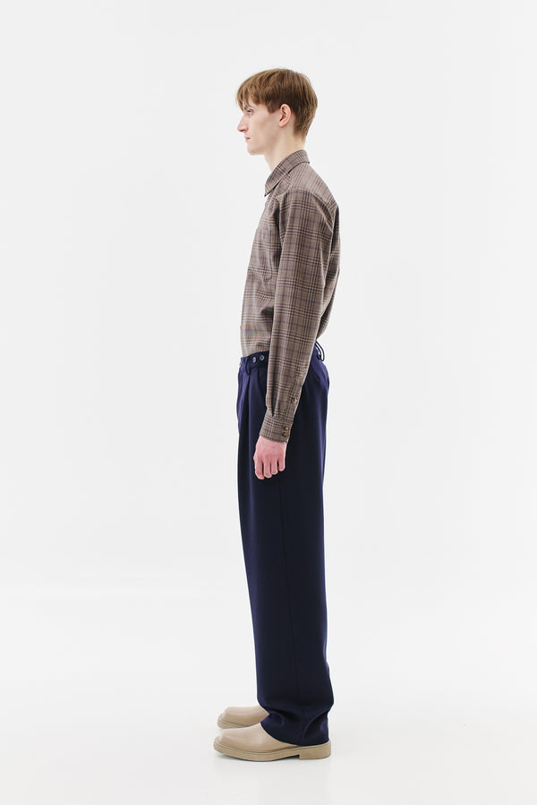 Pleated Trousers Virgin Wool, Navy