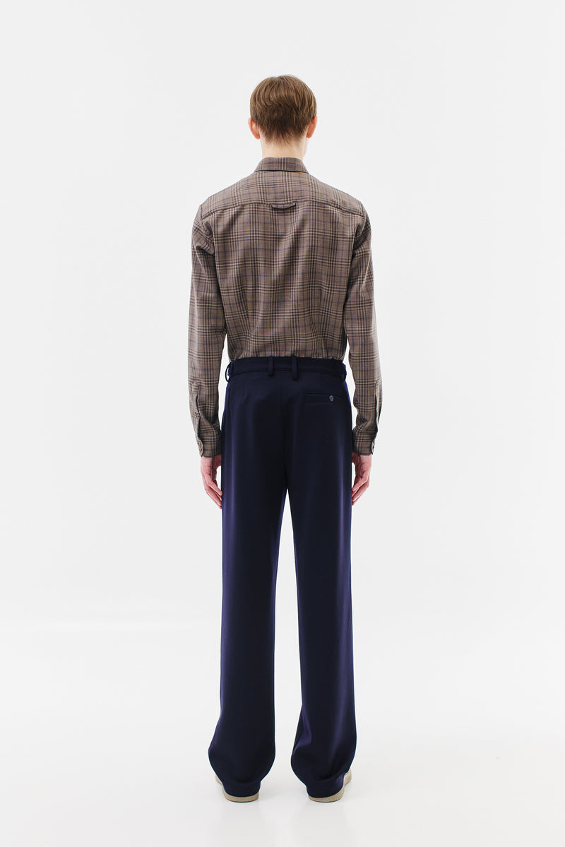 Pleated Trousers Virgin Wool, Navy