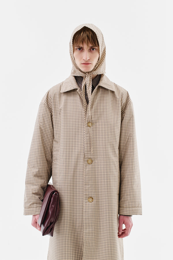 Raincoat Padded Nylon Waterproof, Checked