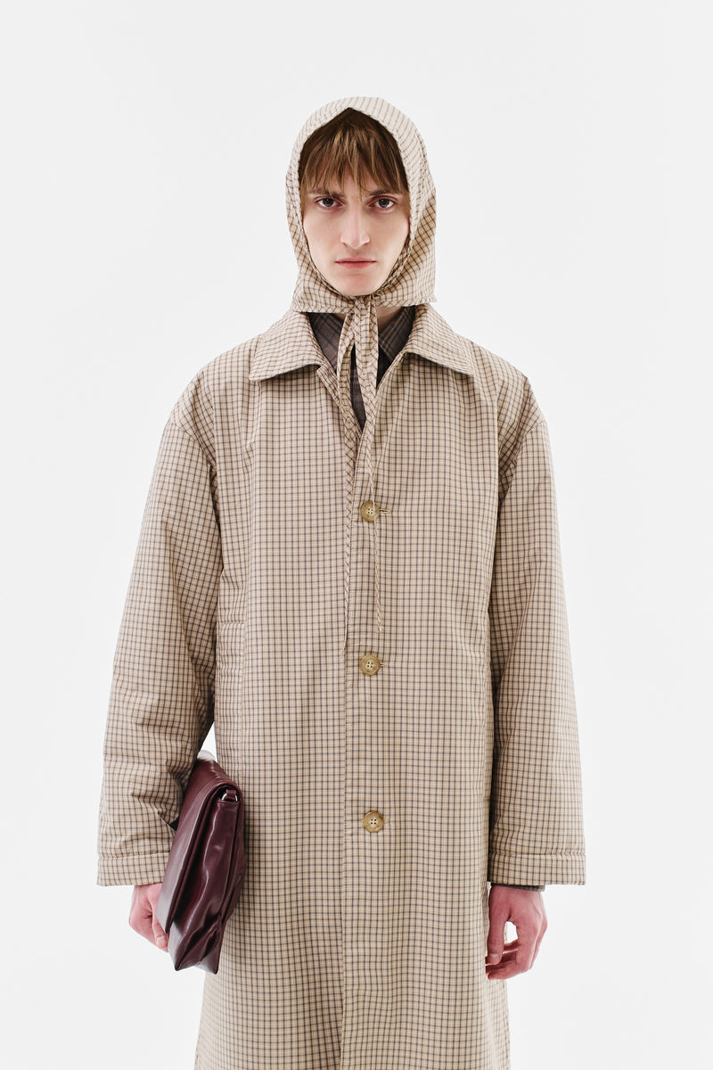 Raincoat Padded Nylon Waterproof, Checked