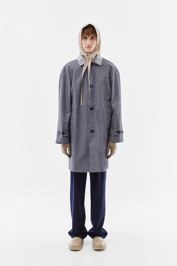 Coat Raglan Checked Cotton, Black & White