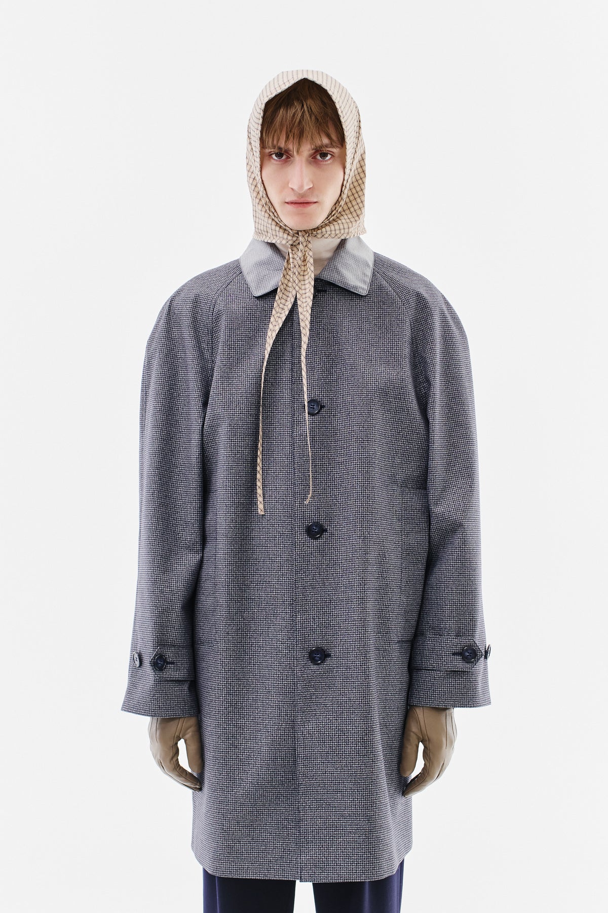Coat Raglan Checked Cotton, Black & White