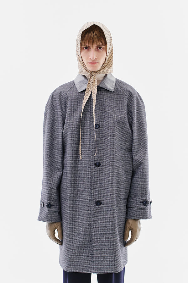Coat Raglan Checked Cotton, Black & White