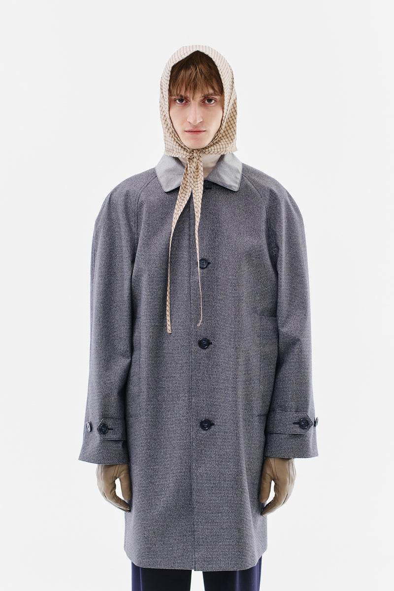 Coat Raglan Checked Cotton, Black & White