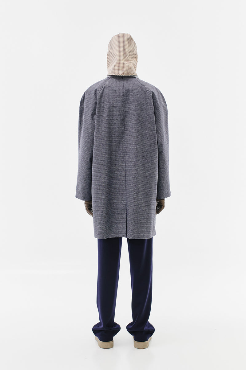 Coat Raglan Checked Cotton, Black & White