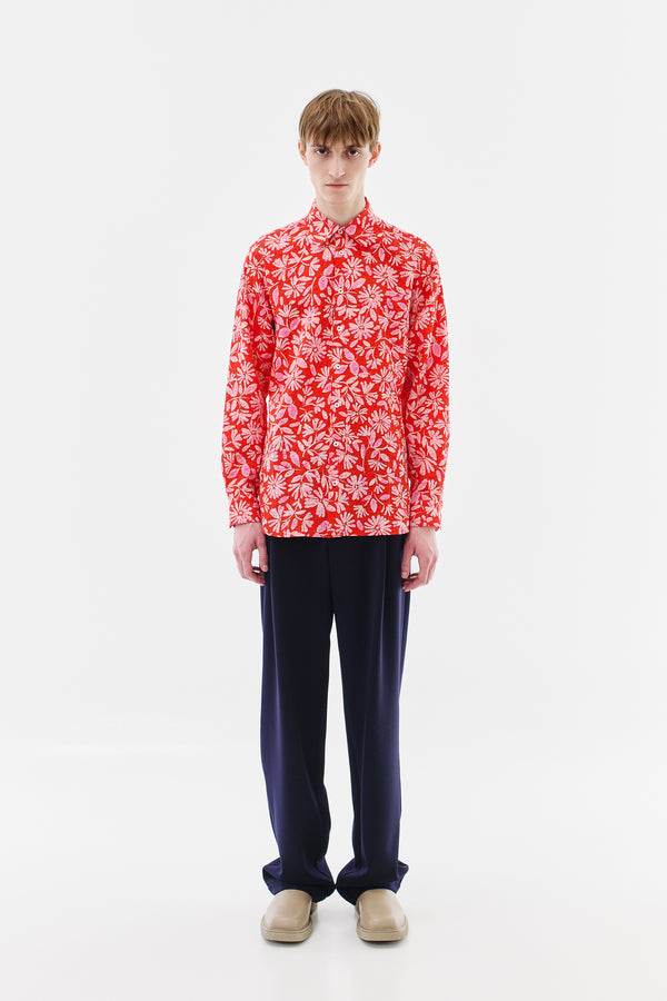 Shirt Classic Cotton Floral Red