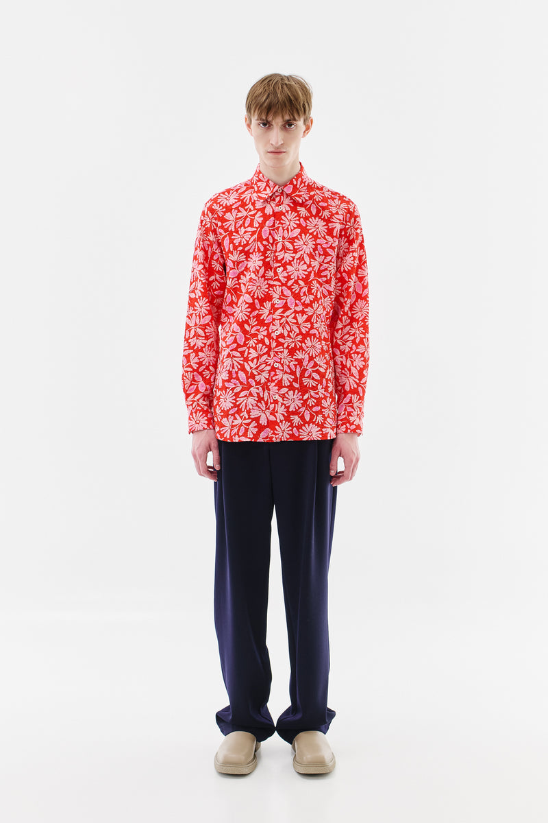 Shirt Classic Cotton Floral Red