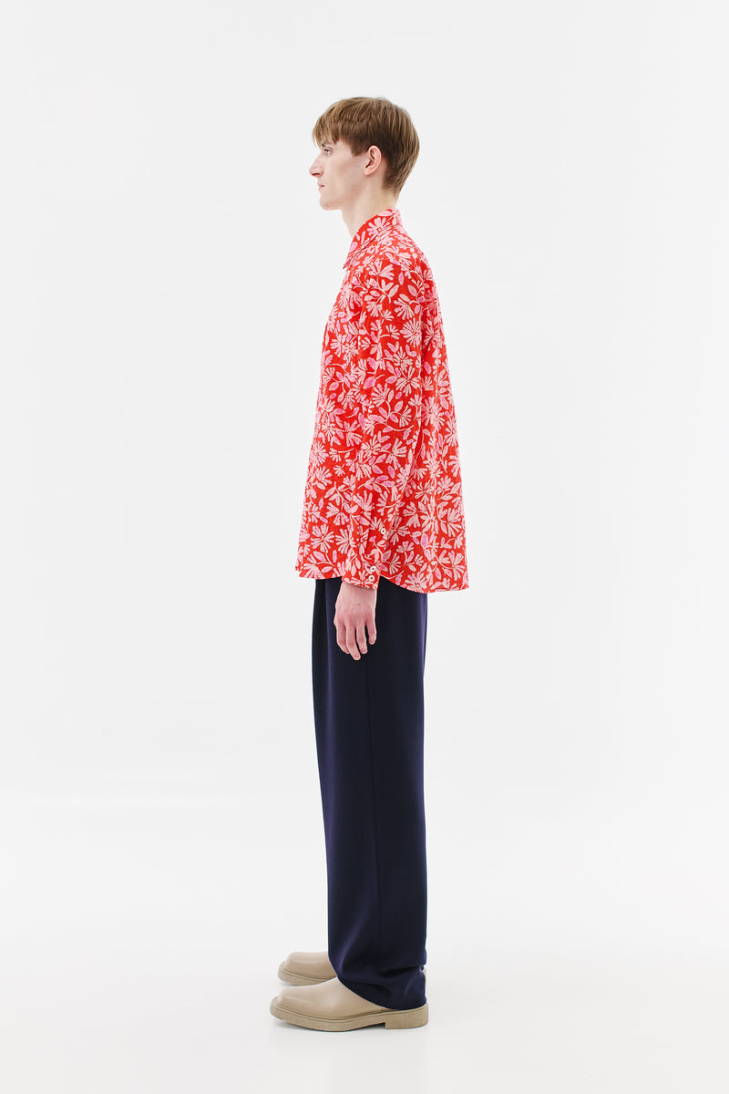 Shirt Classic Cotton Floral Red