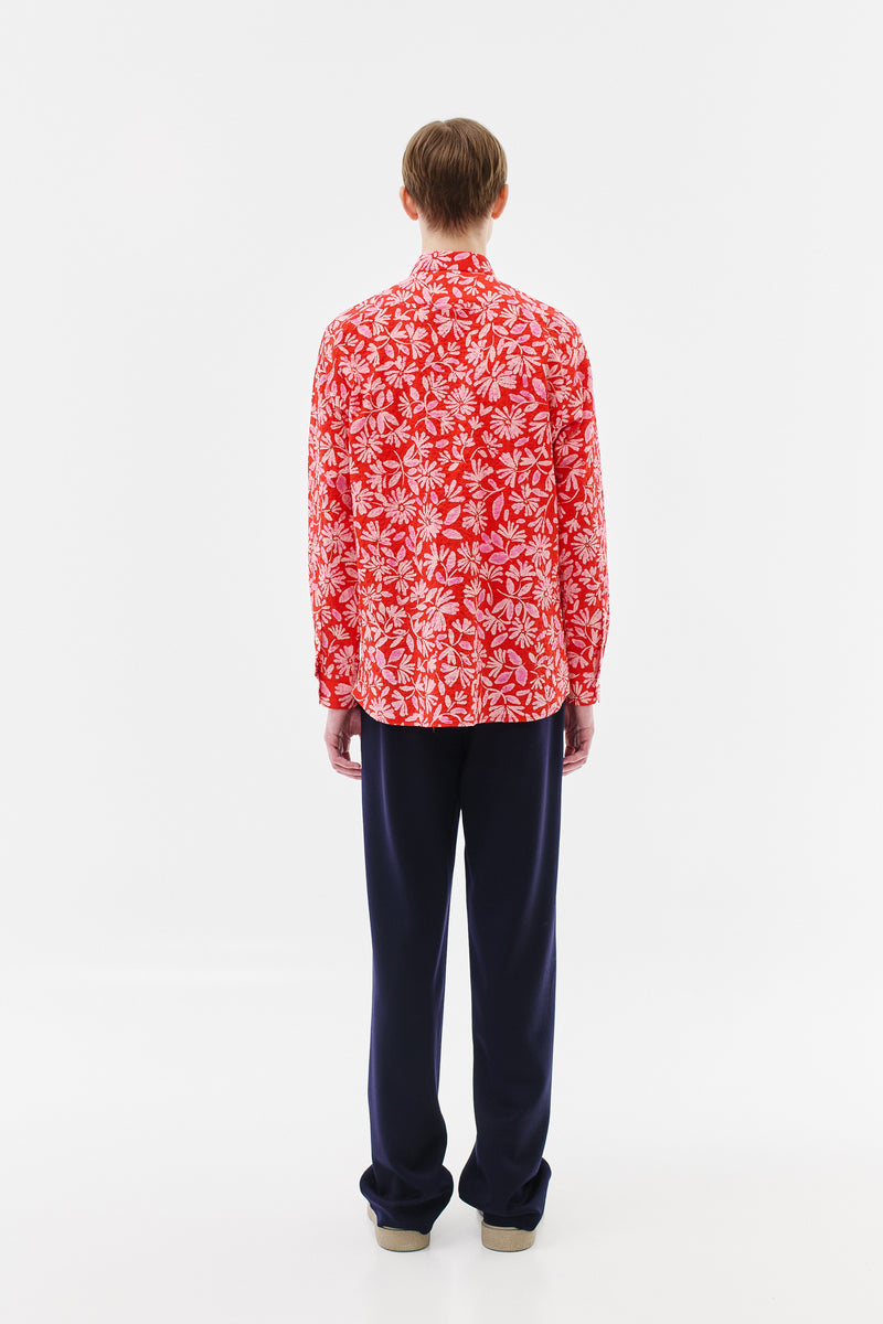 Shirt Classic Cotton Floral Red