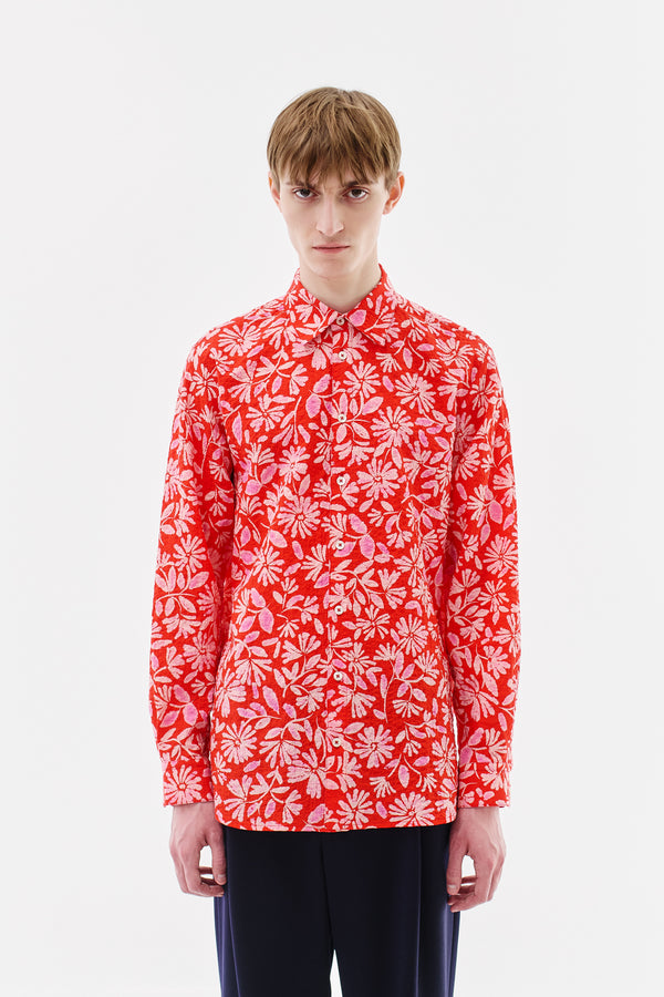 Shirt Classic Cotton Floral Red