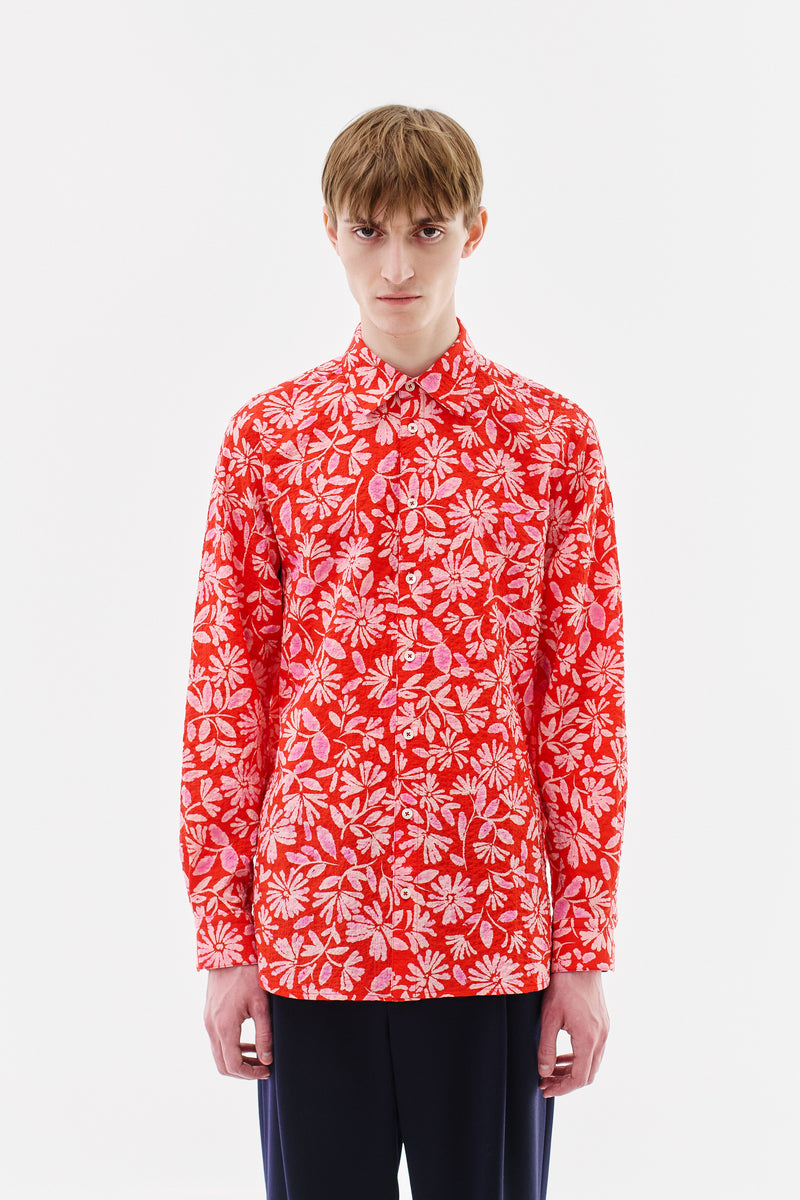 Shirt Classic Cotton Floral Red