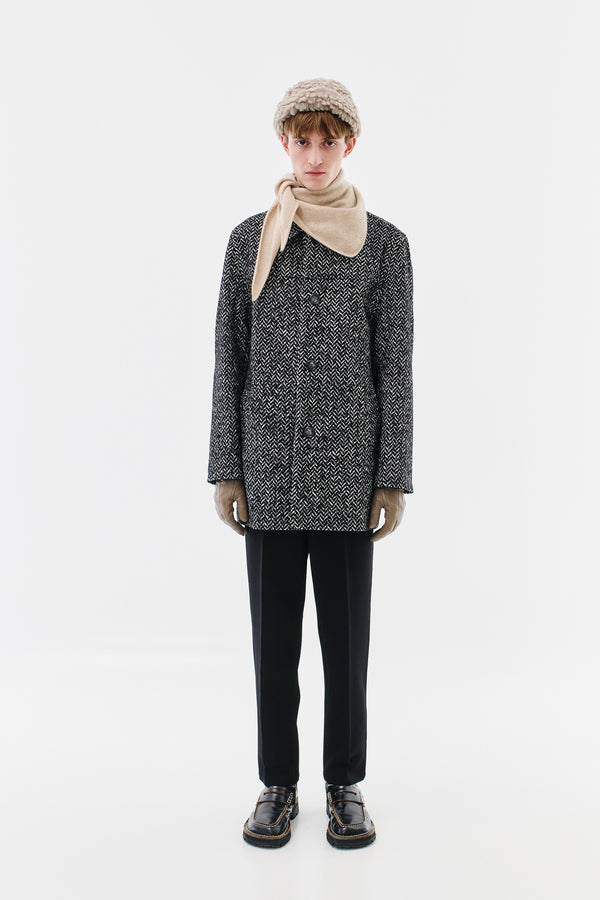 Jacket Herringbone Virgin Wool Blend, Black & White