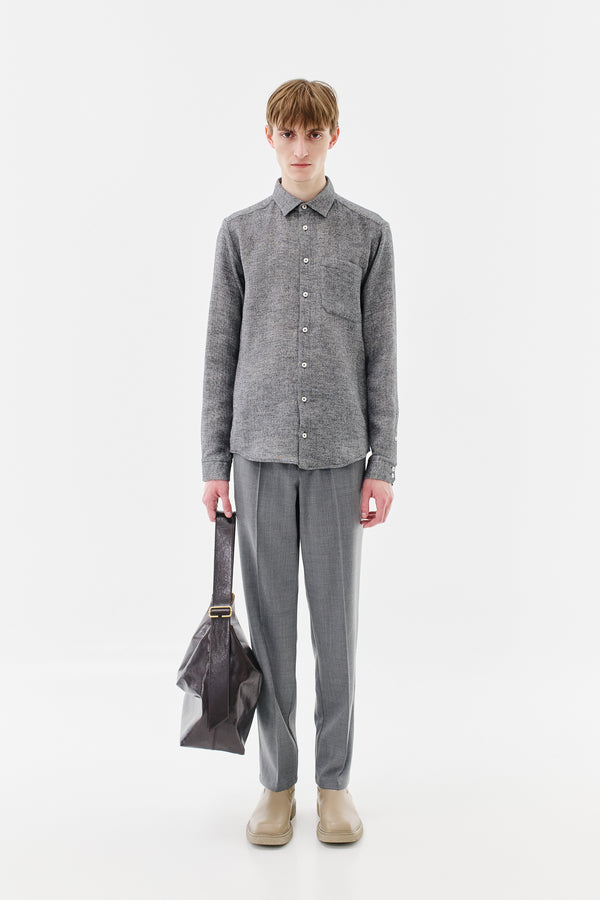 Shirt Slim Cotton, Black Melange