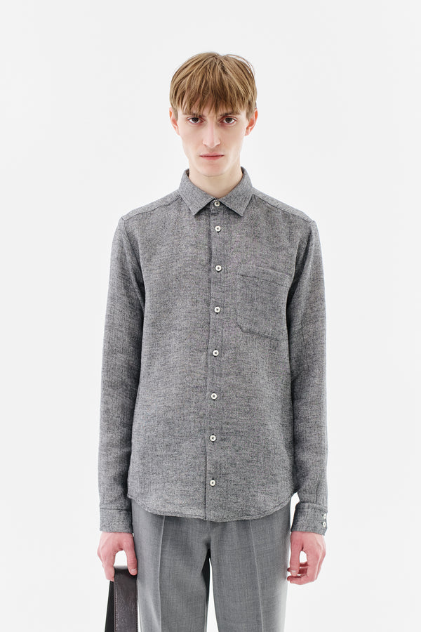Shirt Slim Cotton, Black Melange