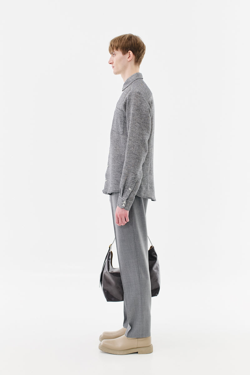 Shirt Slim Cotton, Black Melange