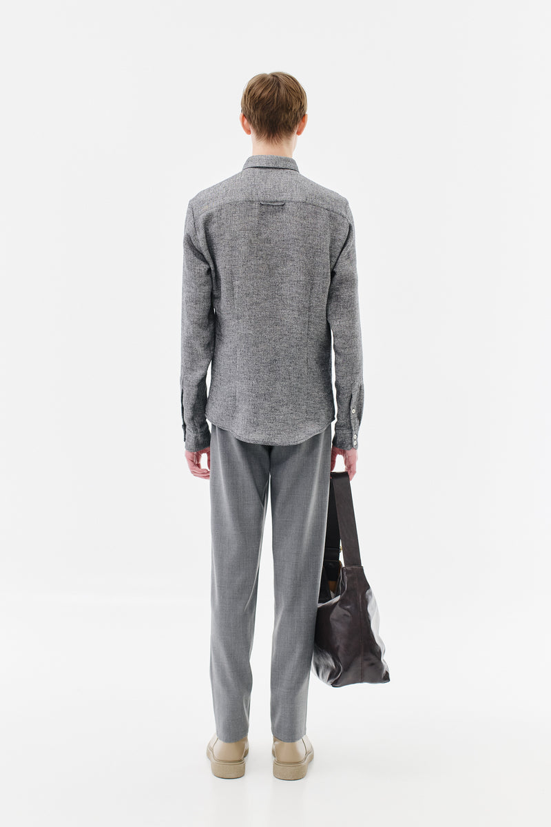 Shirt Slim Cotton, Black Melange