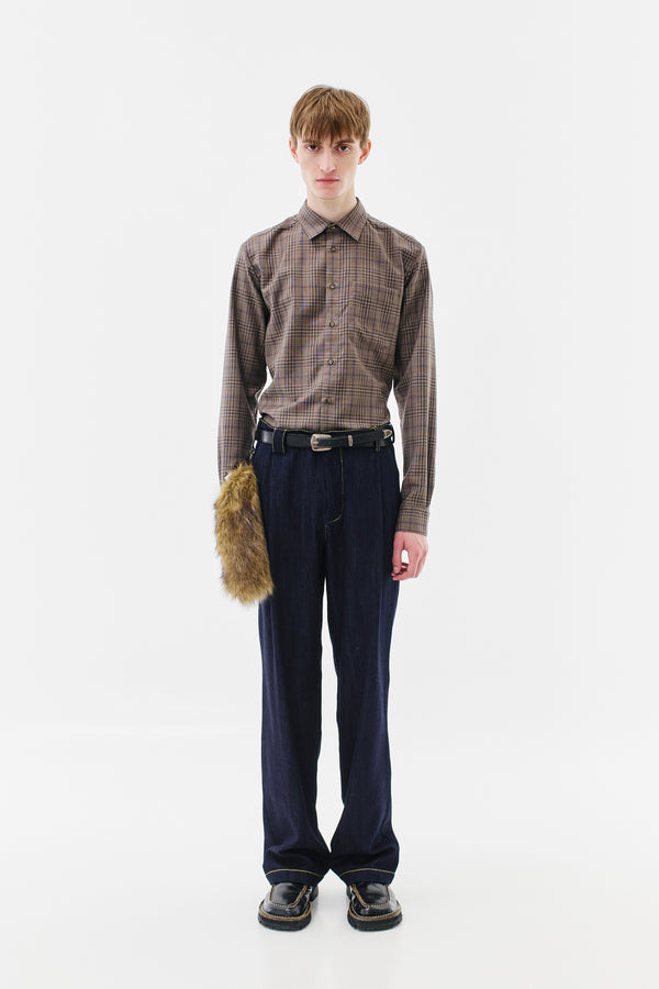 Pleated Trousers Blue Denim