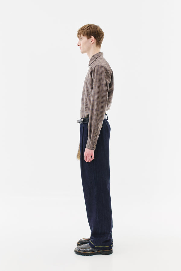 Pleated Trousers Blue Denim