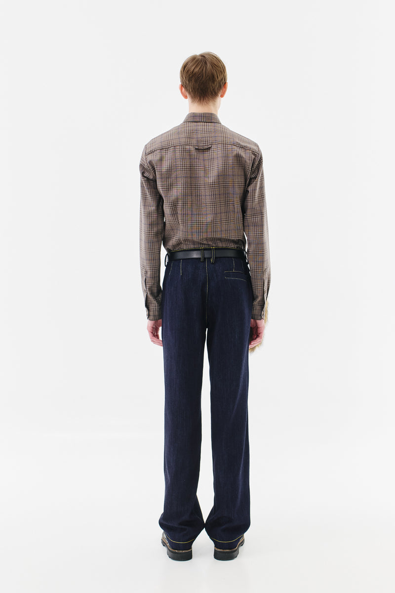 Pleated Trousers Blue Denim