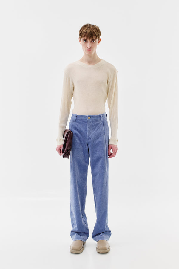 Pleated Trousers Corduroy, Light-Blue