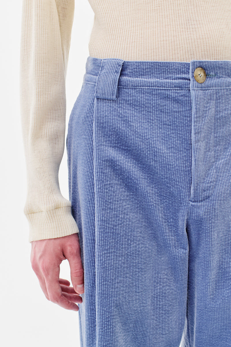 Pleated Trousers Corduroy, Light-Blue