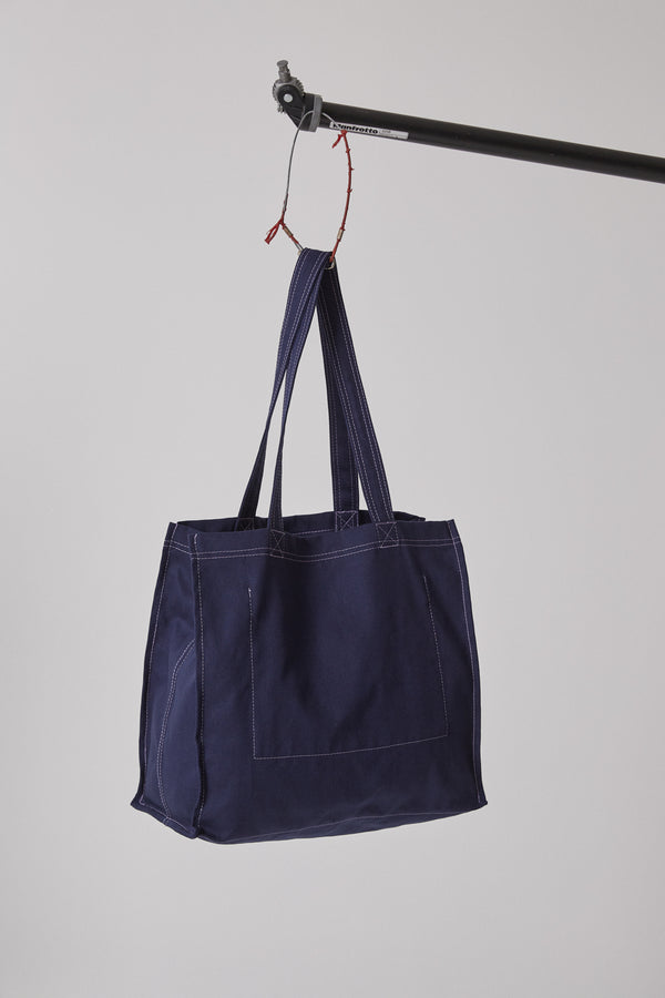 Shopping Bag Canvas Blue Lilac Stiching