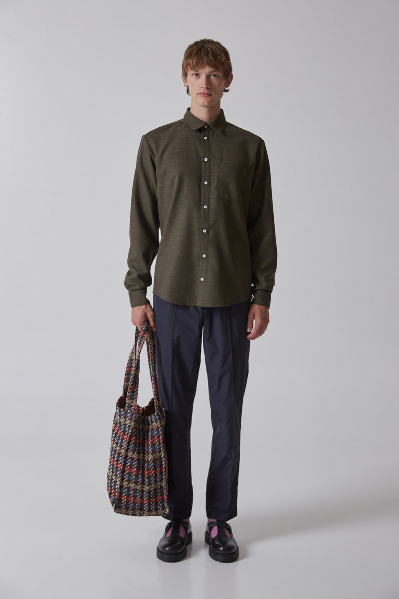 Shirt Slim Fit Virgin Wool, Olive