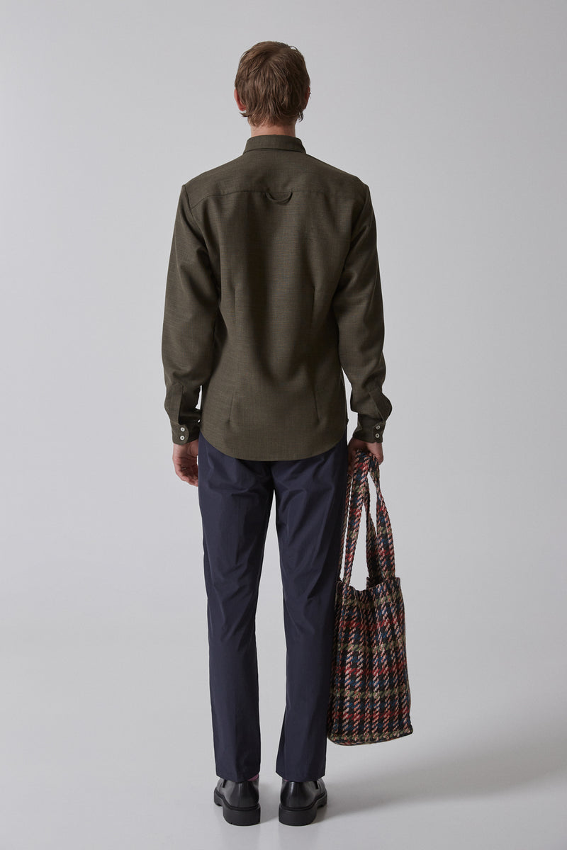 Shirt Slim Fit Virgin Wool, Olive