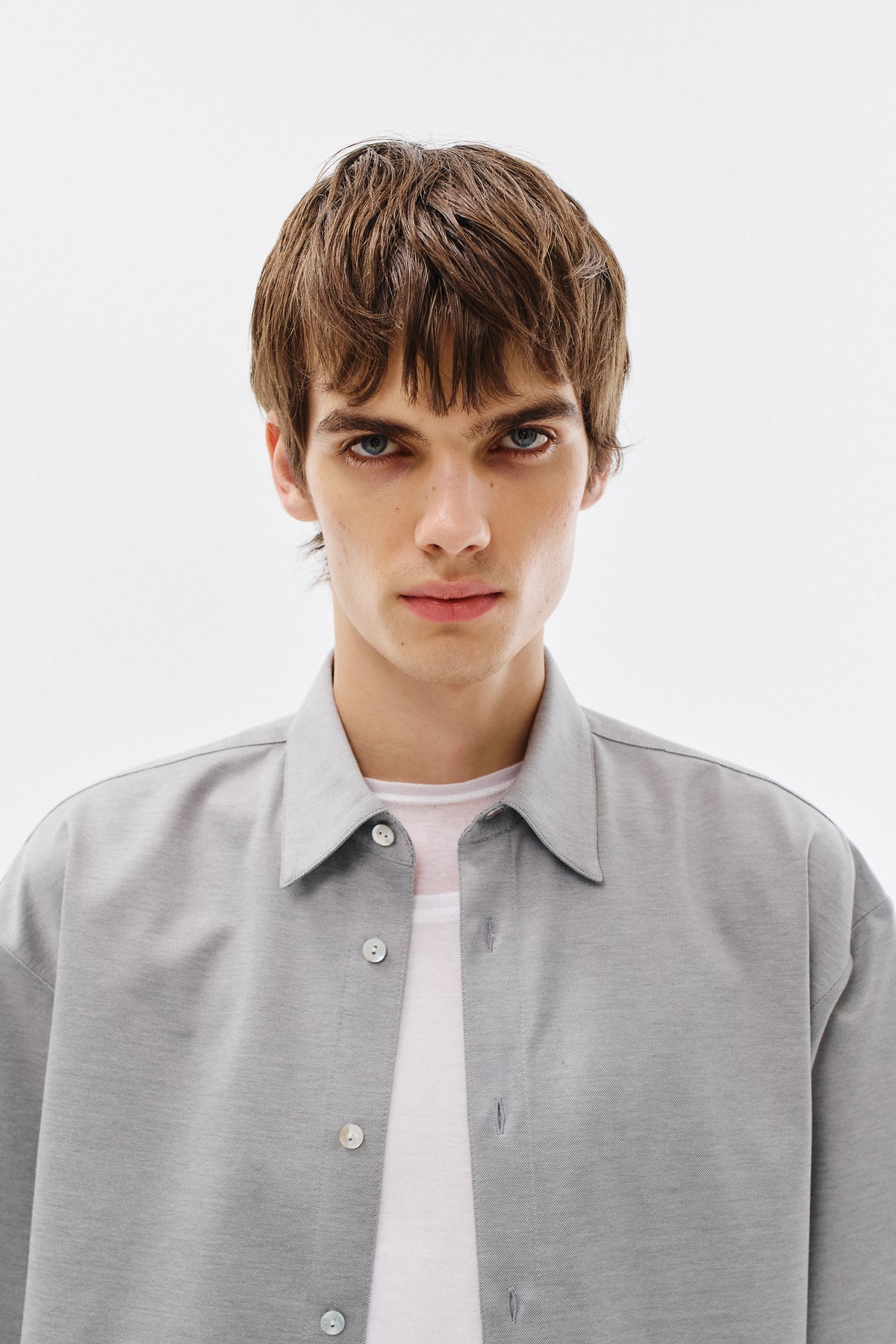 Shirt Short Sleeve Cotton, Grey