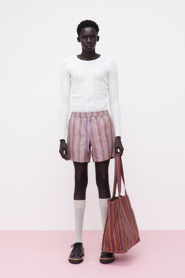Shorts Linen Striped, Multi-Color