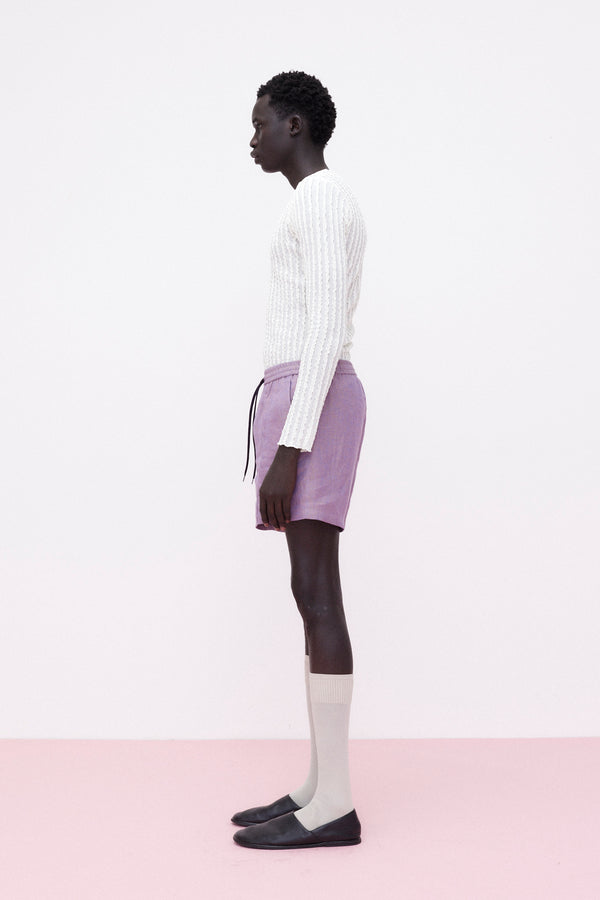 Shorts Pure Linen, Lilac