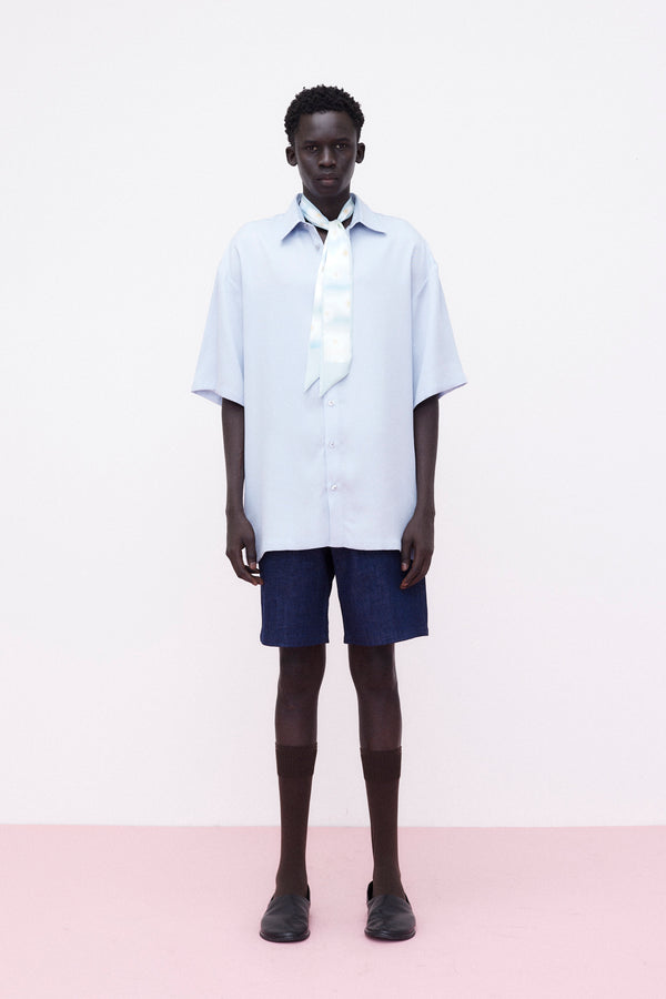 Short Sleeve Shirt Tencel, Light-Blue