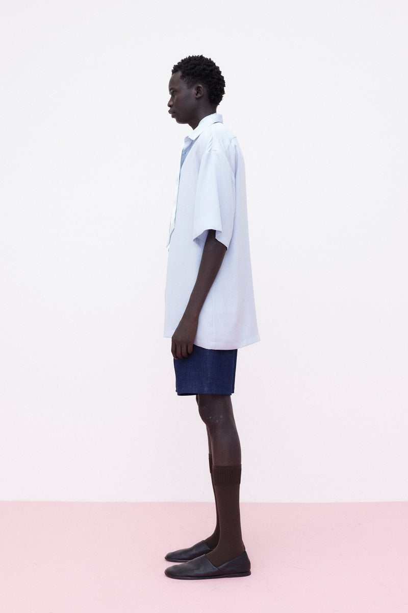Short Sleeve Shirt Tencel, Light-Blue