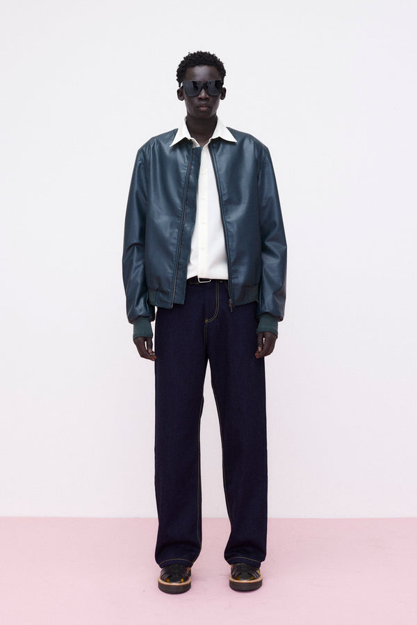 Bomber Faux Leather, Green
